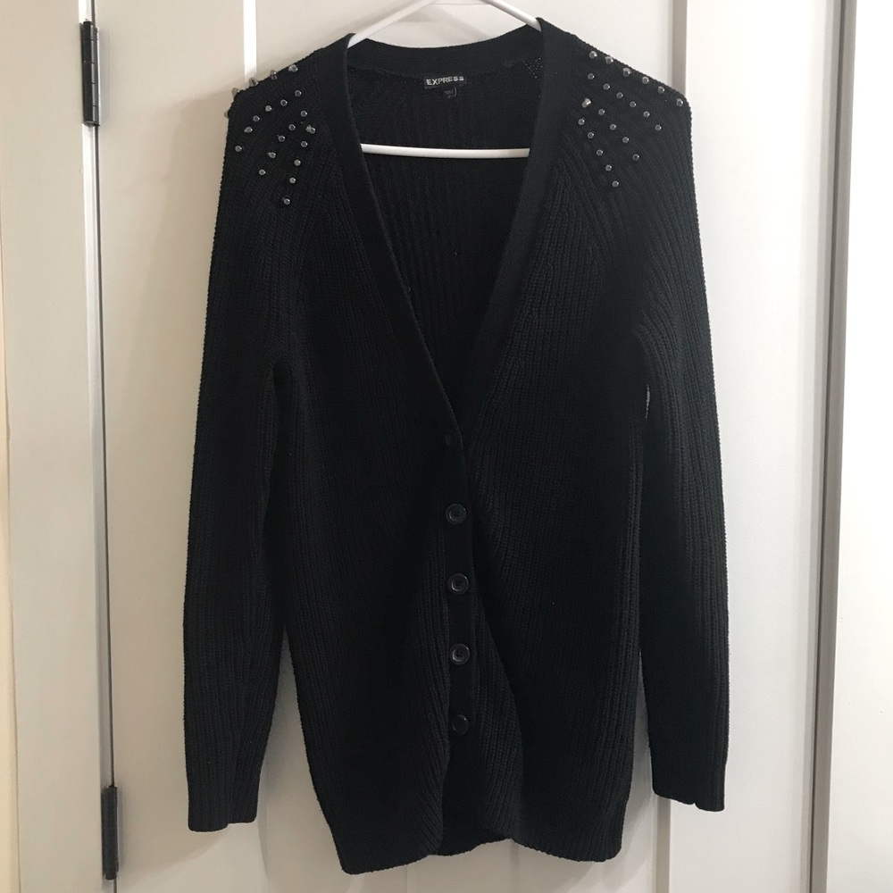 Express Black Studded Oversized Cardigan
